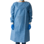 Bata Color Azul Maga Larga Puño Algodón Paquete x 10 Und