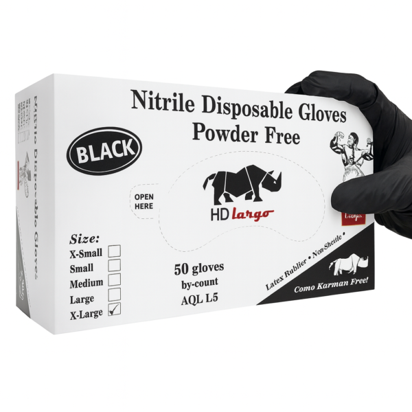 Guantes Nitrilo Negro Calibre 12 HD RHINO Caja x 50 Und