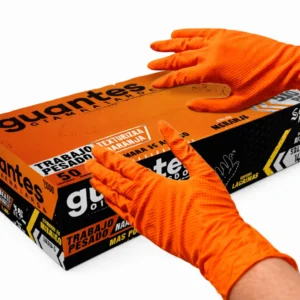 Guantes Nitrilo Naranja Calibre # 10 Caja x 50 Und